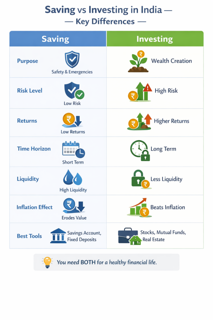 Saving vs Investing in india